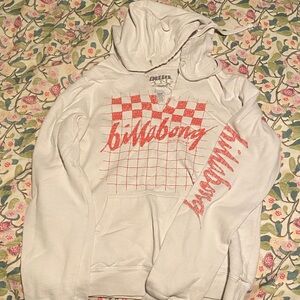 Billabong White Hoodie with Red Checkered Design
